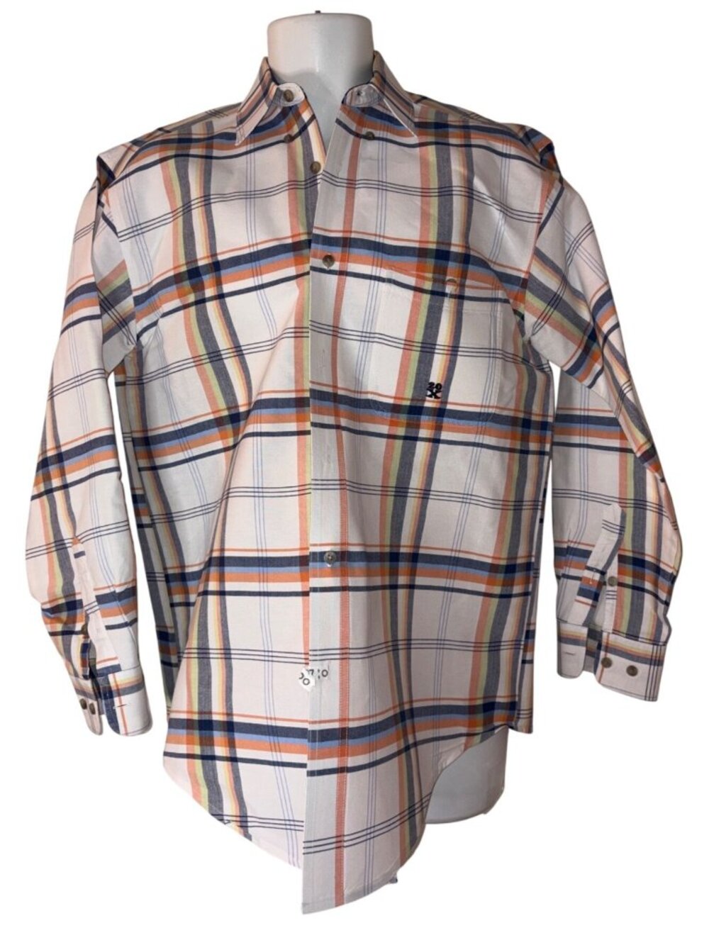 Mens Wrangler 20X Button-Down Plaid Shirt Multicolor Long Sleeve Casual Wear